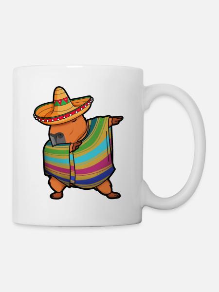 Capybara Cinco De Mayo Rodent Dab Mexican Kids Men - Mug - white