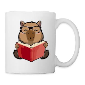 Kawaii Capybara - Capybaras And Reading Books Wortspiel - Tasse - Weiß - Rechts