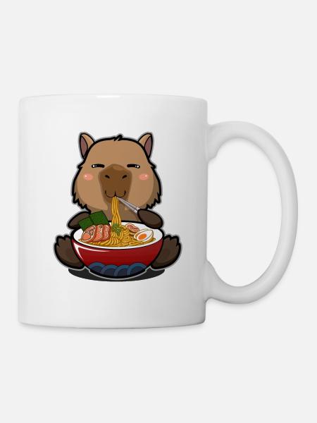 Kawaii Capybara mangeant des ramen d’un jeu de mots Ramen Bowl - Mug blanc - blanc
