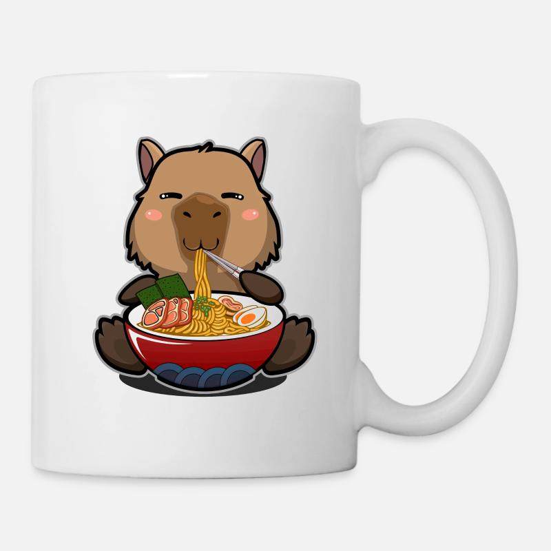 Kawaii Capybara mangeant des ramen d’un jeu de mots Ramen Bowl - Mug blanc - blanc