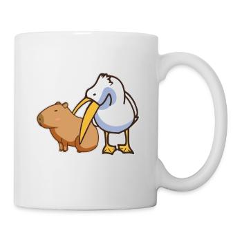 Pelikan versucht, Capybara Funny Cute Kawaii zu essen - Tasse - Weiß - Rechts