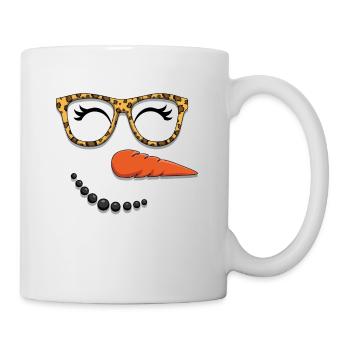 Niedlicher Schneemann Gesicht Winter Kopf Dezember Weihnachten - Tasse - Weiß - Rechts