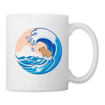 Wave Capybara Surfing Rodent Funny Animal Lover - Mug - white - Right