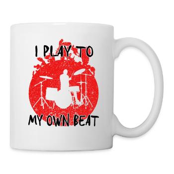 I Play To My Own Beat Drumset Drummer Gift Idea - Mug - white - Right