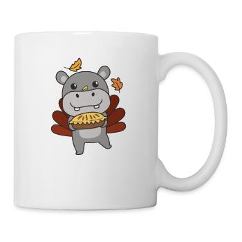 thanksgiving day outfits Truthahn Hippo mit Pie - Tasse - Weiß - Rechts