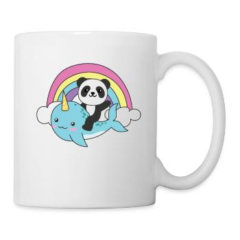 Narval Panda Ocean Unicorn kawaii Arc-en-ciel - Mug blanc - blanc - Droite