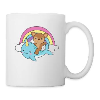 Narwhal Deer Ocean Unicorn kawaii Rainbow - Mug - white - Right