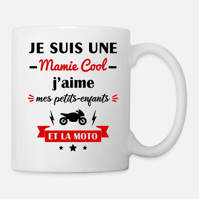 Mamie cool moto, fête des grands-mères, motarde - Mug blanc - blanc