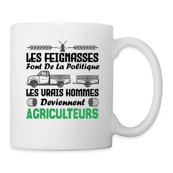 Les vrais hommes deviennent agriculteurs - Mug blanc - blanc - Droite
