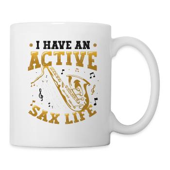 I have an active sax life, jazz saxophone. - Mug - white - Right