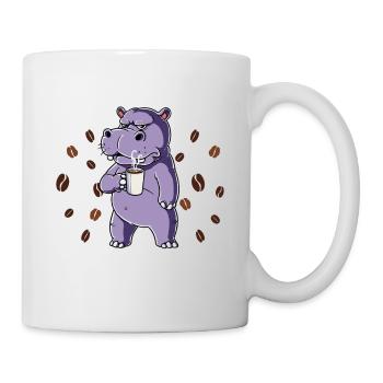 Einatmen Ausatmen Ignorieren Kaffee Nilpferd - Tasse - Weiß - Rechts