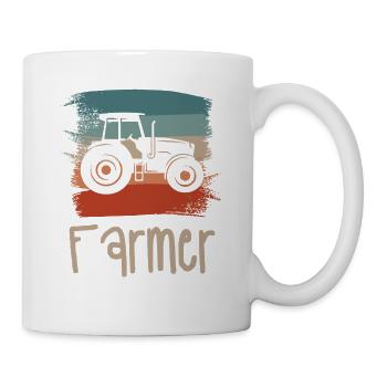 Retro Vintage Classic Farmer Farming - Tasse - Weiß - Rechts