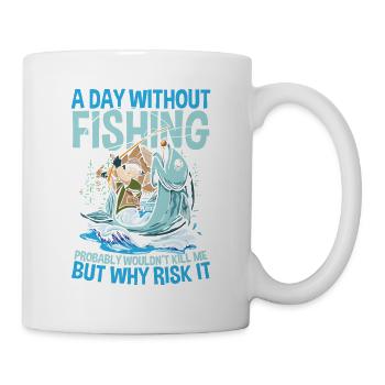 Angeln Fischer Geschenkidee für eine Anglerin - Tasse - Weiß - Rechts