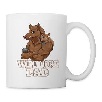 Wildschwein Vatertag Papa Vater und Baby - Tasse - Weiß - Rechts