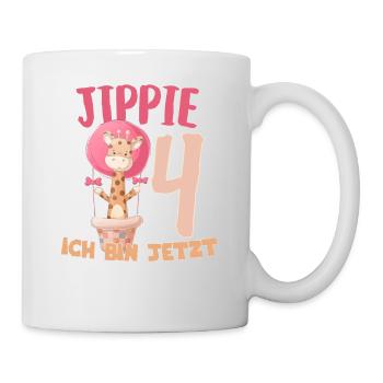 Jippie ich bin jetzt 4 Giraffe 4. Geburtstag - Tasse - Weiß - Rechts