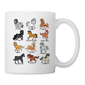 De nombreuses races de chevaux - Chevaux Kawaii de dessin animé - Mug blanc - blanc - Droite