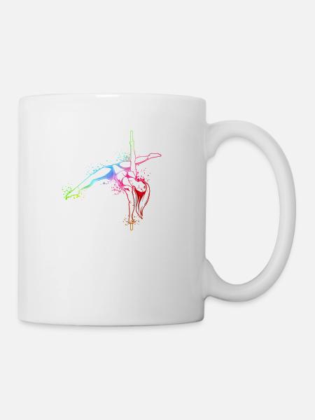 Farbenfrohe Pole Fitness Tänzerin - Tasse - Weiß