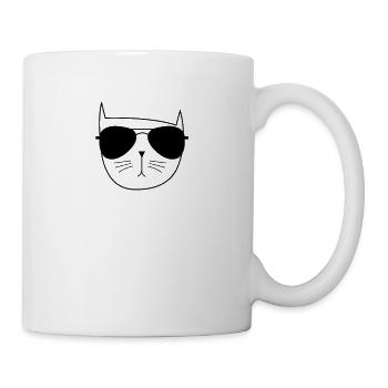 Katze mit Sonnenbrille - Tasse - Weiß - Rechts