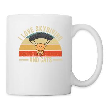 I love skydiving and cat funny - Mug - white - Right