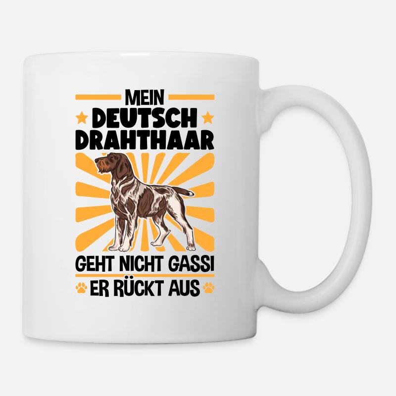 Deutsch Drahthaar Gassi gehen Jagdhund - Tasse - Weiß