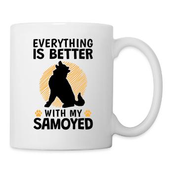 Alles ist besser mit Samojede Schlittenhund - Tasse - Weiß - Rechts