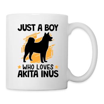 Le garçon de l’Akita Inu aime le Spitz japonais - Mug blanc - blanc - Droite