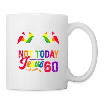 Nicht Heute Jesus Ich Werde 60 Regenbogenschaf - Tasse - Weiß - Rechts