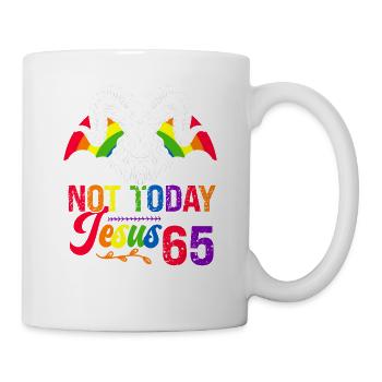 Nicht Heute Jesus Ich Werde 65 Regenbogenschaf - Tasse - Weiß - Rechts