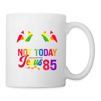 Nicht Heute Jesus Ich Werde 85 Regenbogenschaf - Tasse - Weiß - Rechts
