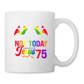 Nicht Heute Jesus Ich Werde 75 Regenbogenschaf - Tasse - Weiß - Rechts
