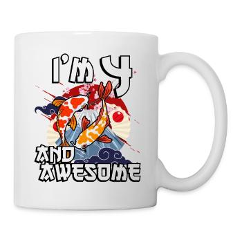 I'm 4 and awesome Japanese carp koi - Mug - white - Right