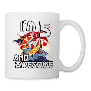 I'm 5 and awesome Japanese carp koi - Mug - white - Right