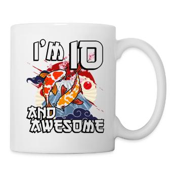 I'm 10 and awesome Japanese carp koi - Mug - white - Right