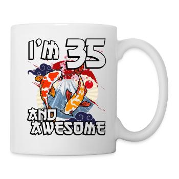 I'm 35 and awesome Japanese carp koi - Mug - white - Right