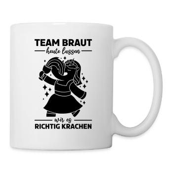 Team Braut Einhorn Polterabend Junggesellinnenabsc - Tasse - Weiß - Rechts