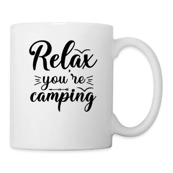Entspannen, auf dem Campingplatz Wandershirt - Tasse - Weiß - Rechts