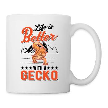 Life is better with a Gecko Leopardgecko - Tasse - Weiß - Rechts