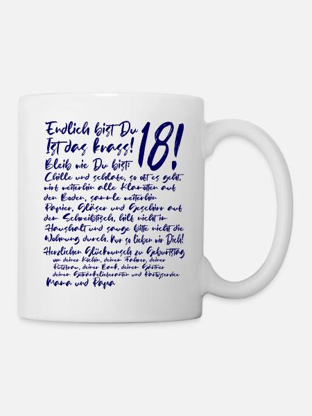 18. Geburtstag Endlich 18 Jahre Geschenk zum 18. - Tasse - Weiß