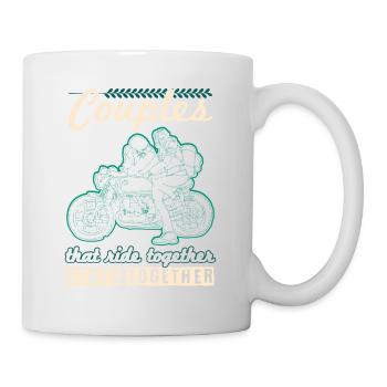 motorcycle pairs saying biker - Mug - white - Right