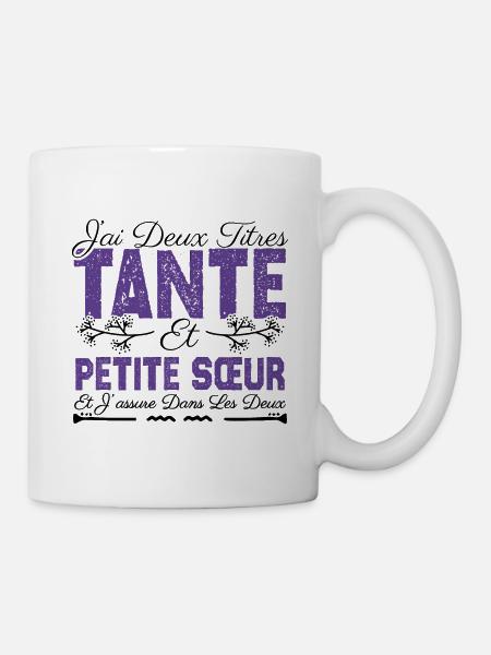 J'ai deux titres tante et Petite Sœur Cadeau . - Mug blanc - blanc