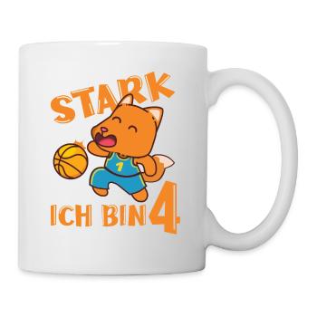 Fuchs Basketballer 4. Geburtstag Stark Ich bin 4 - Tasse - Weiß - Rechts