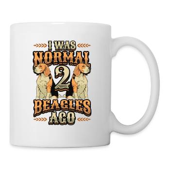 J’étais normal devant 2 beagles. - Mug blanc - blanc - Droite