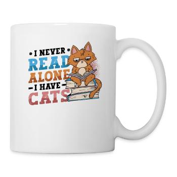 Bookworm reading books, cats. - Mug - white - Right