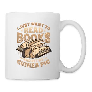 Bücherwurm Lesebücher, Meerschweinchen - Tasse - Weiß - Rechts