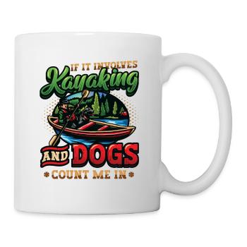 Kayak et chiens, pagaie. - Mug blanc - blanc - Droite