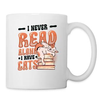 Bookworm reading books, cats. - Mug - white - Right