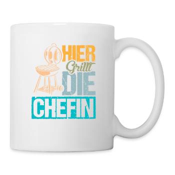 Hier Grillt die Chefin - Tasse - Weiß - Rechts