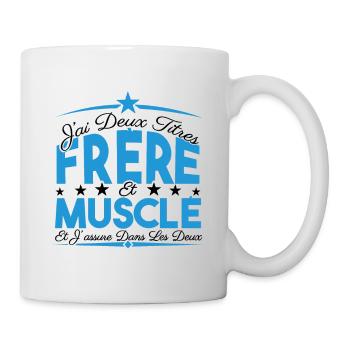 J'ai deux titres frère et Muscle. Cadeau frère. - Mug blanc - blanc - Droite