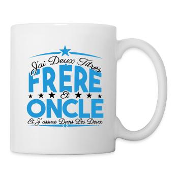 J'ai deux titres frère et Oncle. Cadeau frère. - Mug blanc - blanc - Droite