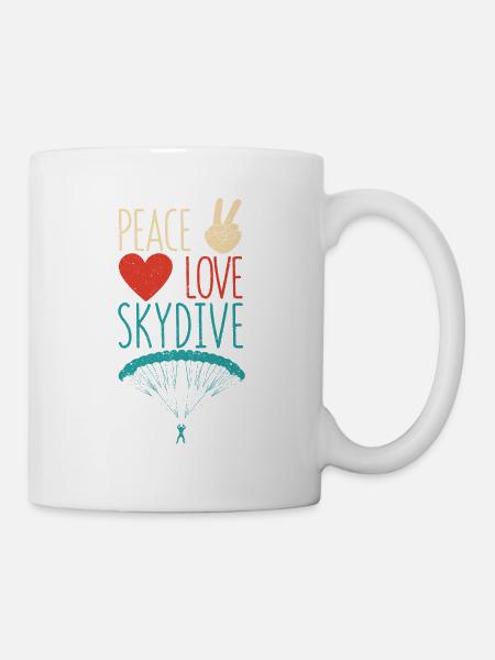 Peace Love Skydive Lustig Fallschirmspringen - Tasse - Weiß